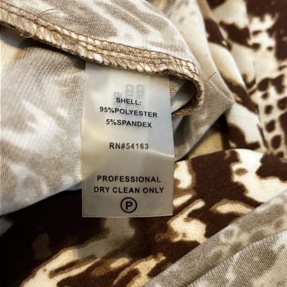 Women's Calvin Klein Maxi Dress SZ 6 Button Front Brown White Snake Print - Picture 9 of 10